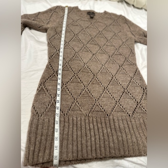 Fenn Wright Manson Woman XL Brown Wool Blend Open Knit 3/4 sweater Dress. - Picture 5 of 12
